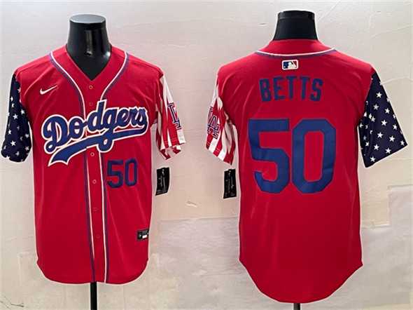 Mens Los Angeles Dodgers #50 Mookie Betts Red Limited Stitched Jersey